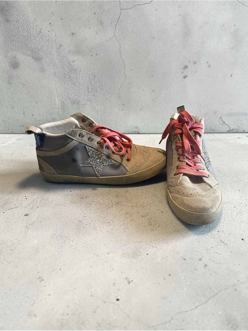 Golden Goose Mid Star Grey Suede Glitter Star Sneakers EU 40 US 10